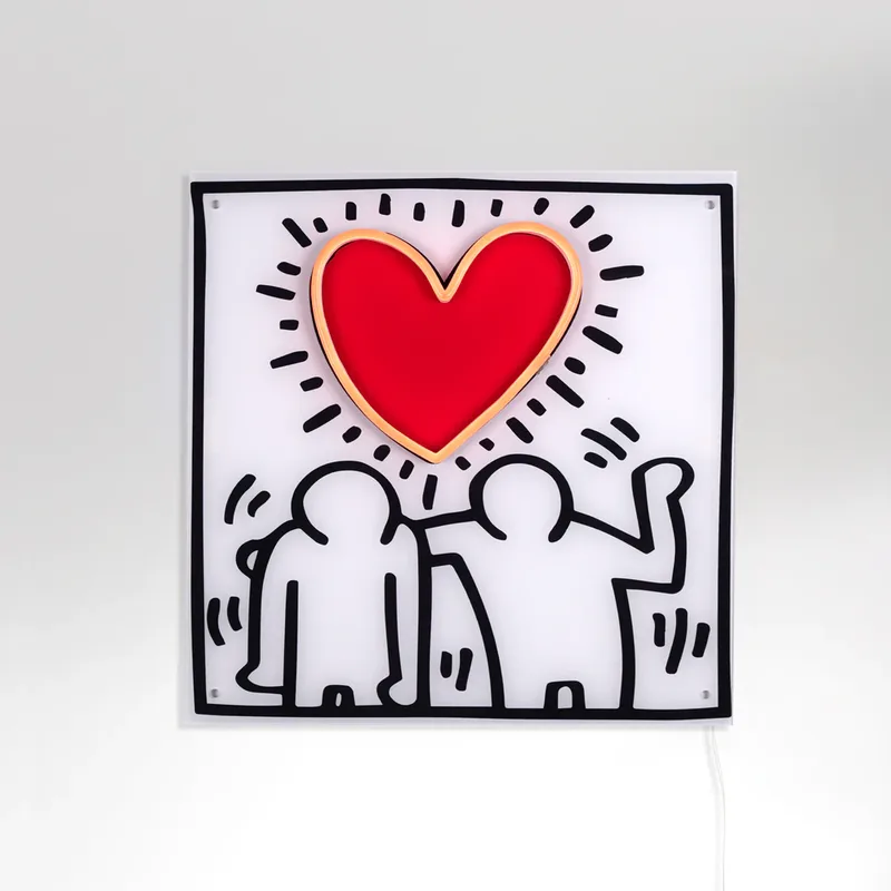 Επιτοίχιο Φωτιστικό Neon LED 52 x 52 cm - Love People Από Keith Haring