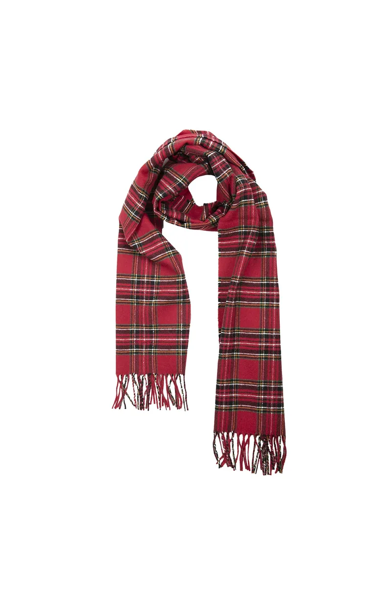 ΚΑΣΚΟΛ D1. TARTAN WOVEN SCARF ΚΟΚΚΙΝΟ