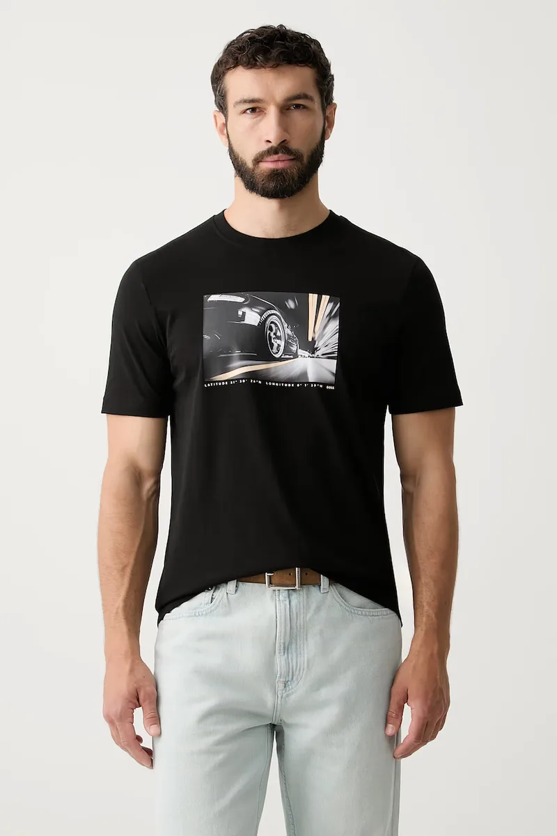 BOSS Πορτοκαλί t-shirt ανδρικό βαμβακερό Te_Motors