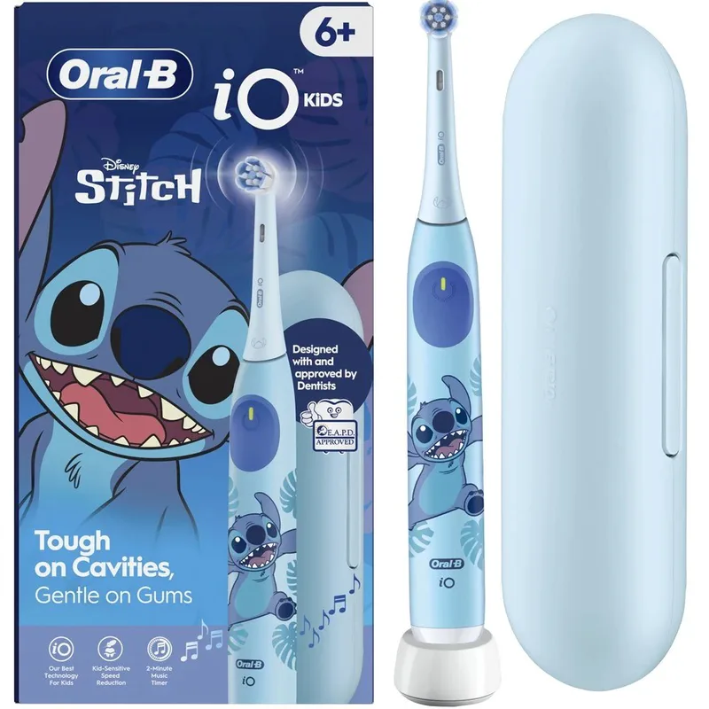 Oral-B iO Stitch Kids 6+ Electric Toothbrush Ηλεκτρική Οδοντόβουρτσα με 3 Λειτουργίες Βουρτσίσματος & Χρονοδιακόπτη Μουσικής 2 Λεπτών για Καθημερινή Προστασία Έναντι της Τερηδόνας Εμπνευσμένη από το Ήρωα Stitch για Παιδιά από 6 Ετών 1 Τεμάχιο