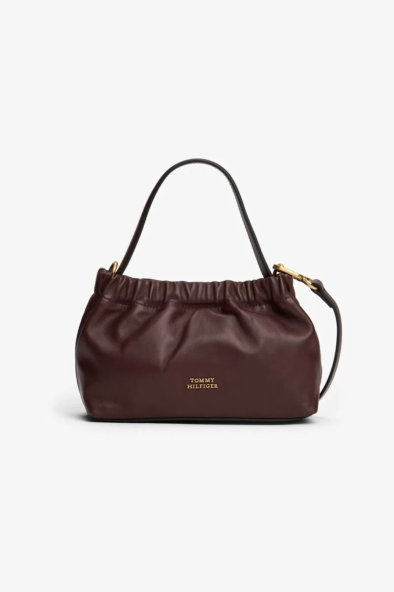 Tommy Hilfiger γυναικείο τσαντάκι ώμου/crossbody με αλυσίδα και μεταλλικό λογότυπο - AW0AW18306 Καφέ Σκούρο