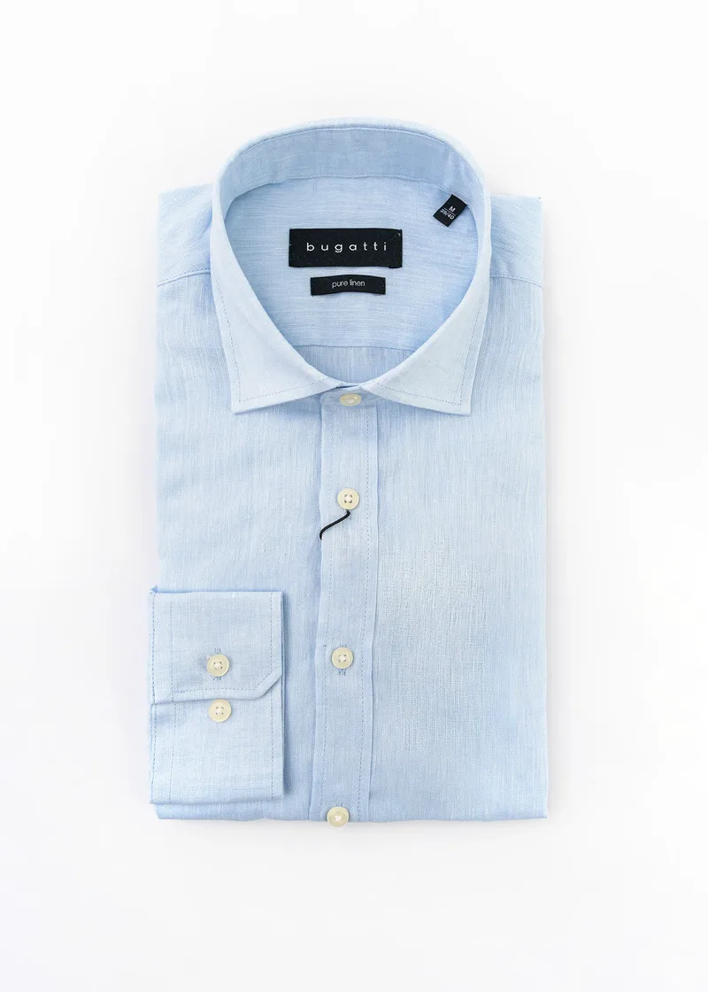 Bugatti Λινό Πουκάμισο της σειράς Linen - 9150 58540A 320 Ciel