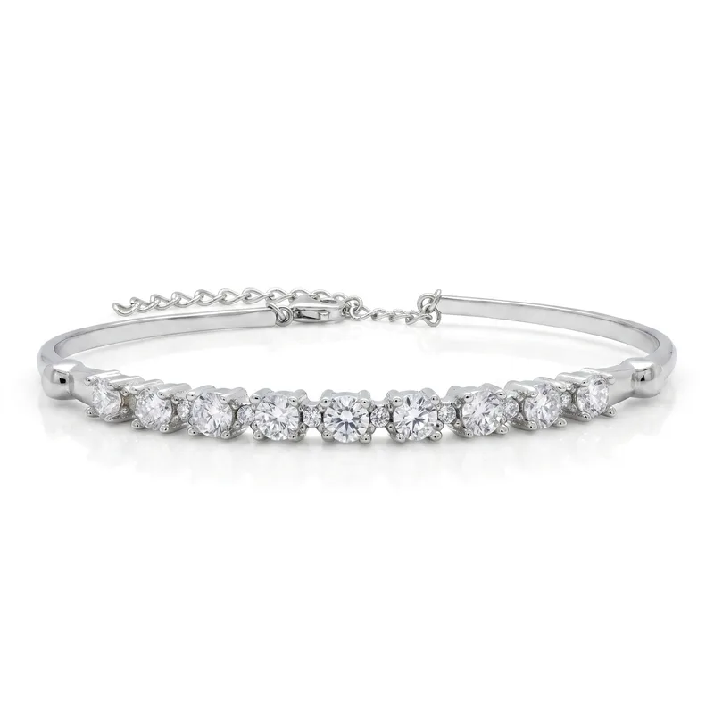Bραχιόλι Βέργα με Moissanite Diamonds από Ασήμι VR2209