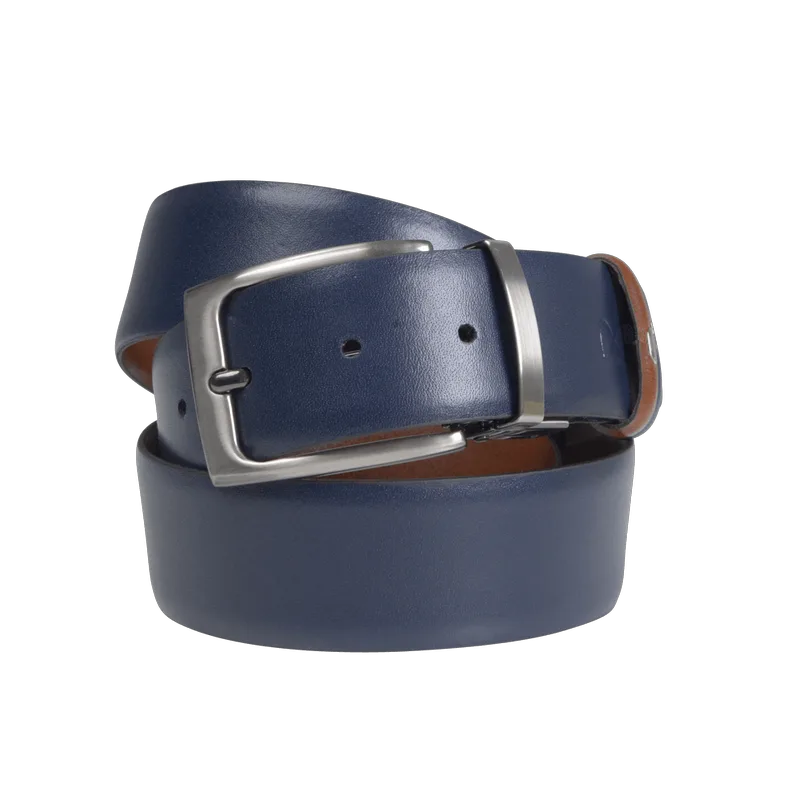 Ζώνη Formal Διπλής Όψης Μπλε/Καφέ 100% Leather New Arrival
