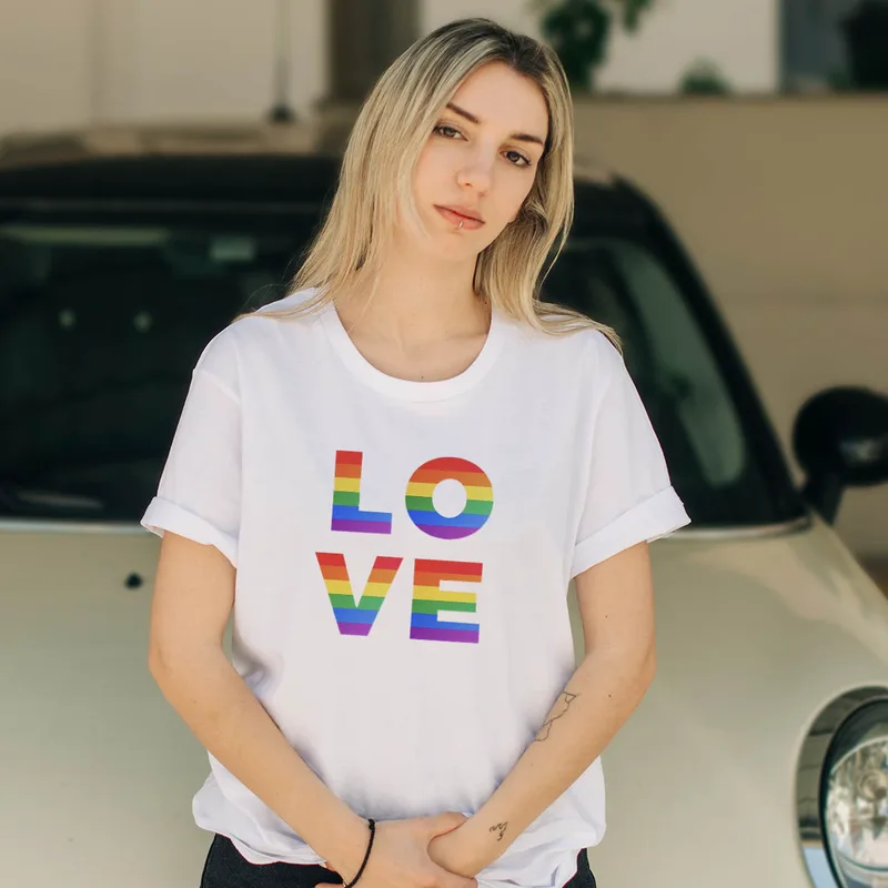 LOVE- Organic Vegan T-Shirt Unisex - Λευκό - XL