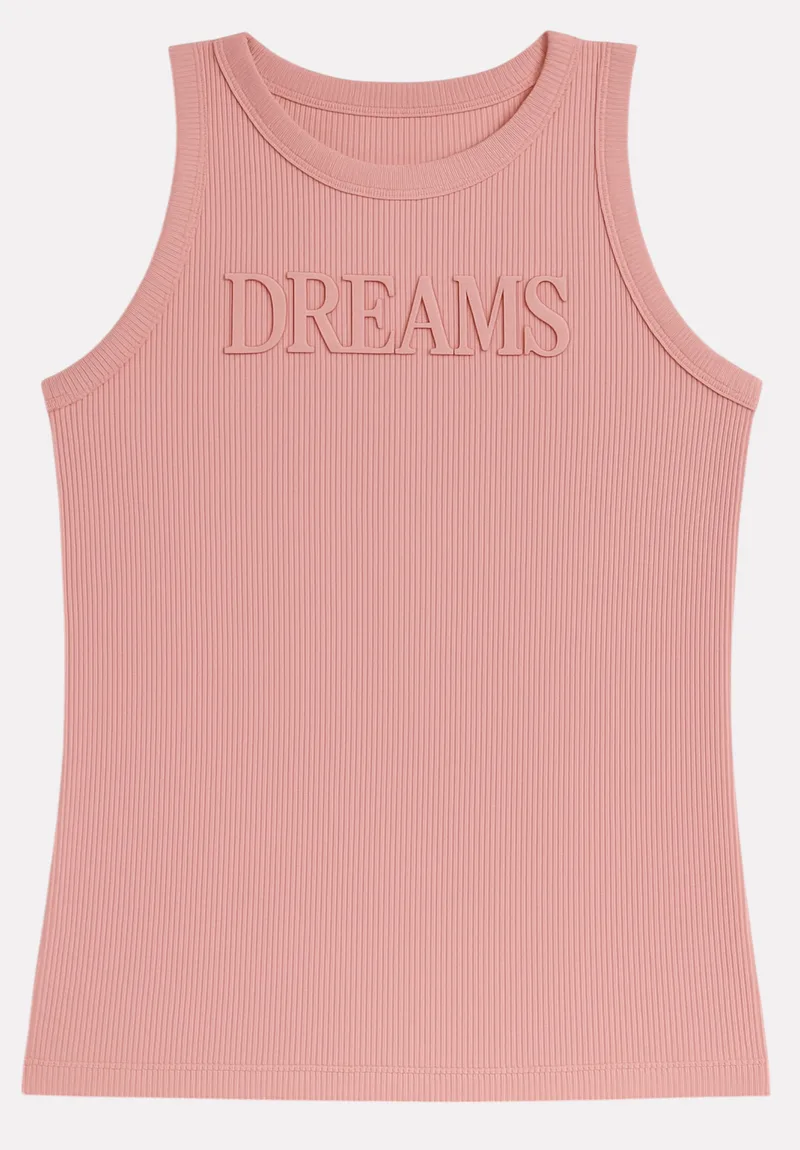 Γυναικείο Τοπ Modal Rib Kota με Λογότυπο "Dreams" Σομόν KT6650-2-Σομόν