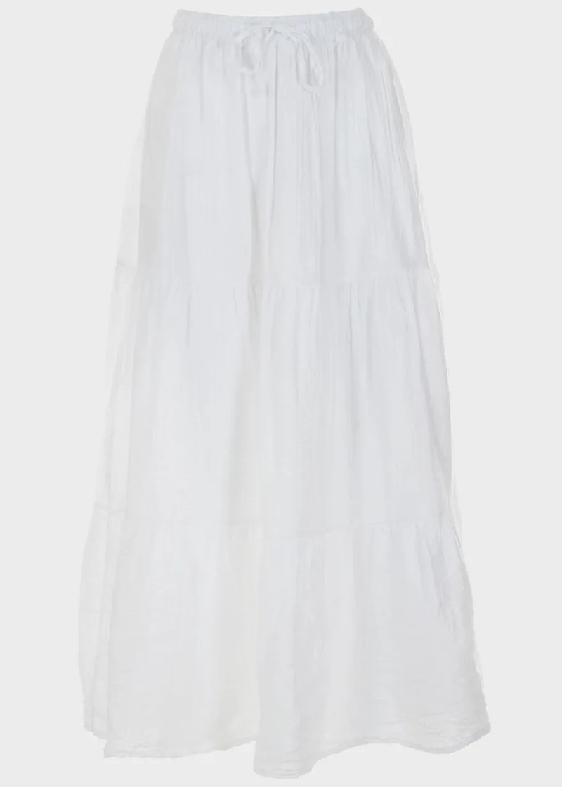 Γυναικεία μακριά μονόχρωμη φούστα.Boho Style ΛΕΥΚΟ