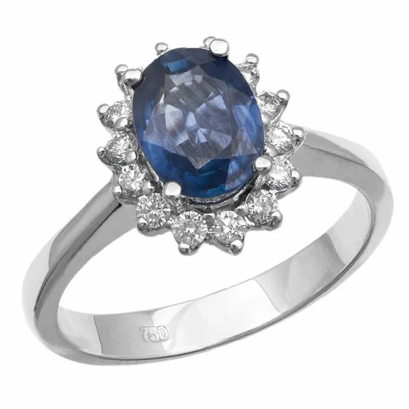 Λευκόχρυσο δαχτυλίδι ροζέτα Κ18 Sapphire and Diamonds 048737 048737 Χρυσός 18 Καράτια