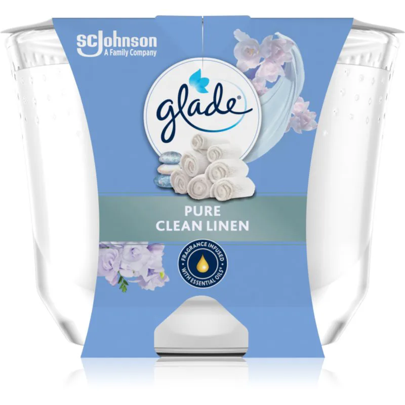 GLADE Pure Clean Linen αρωματικό κερί 204 γρ