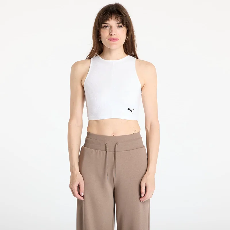Puma Wardrobe Essentials Ribbed Crop Top PUMA White XL