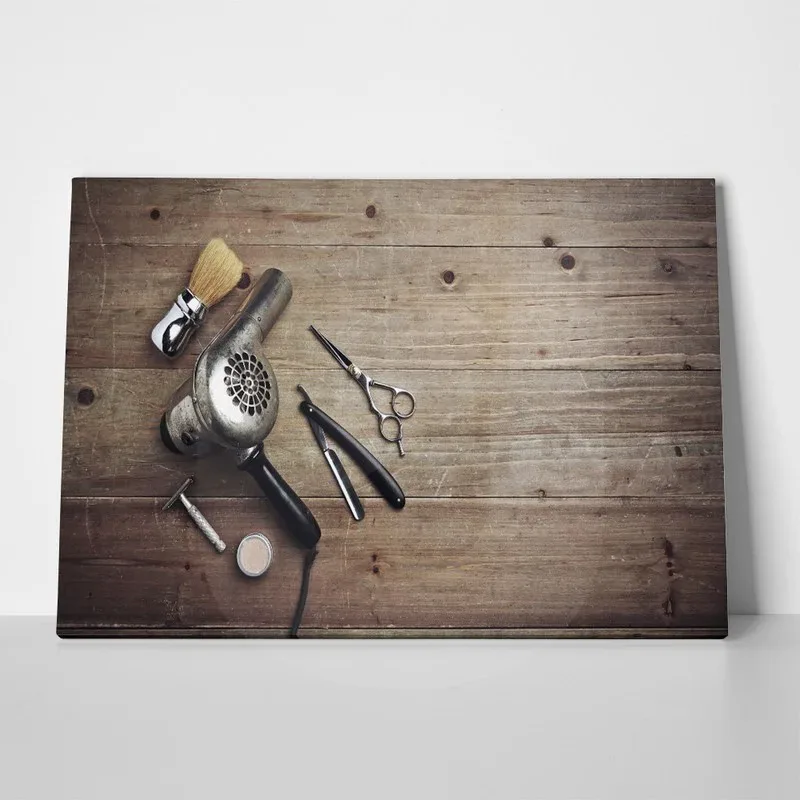 Πινακας σε καμβά VINTAGE BARBER EQUIPMENT