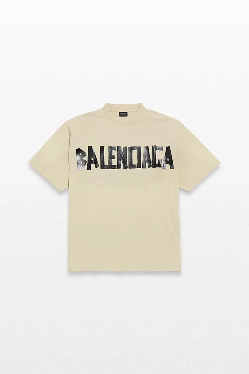 BALENCIAGA Ανδρικό Μπεζ Crew Neck T-Shirt
