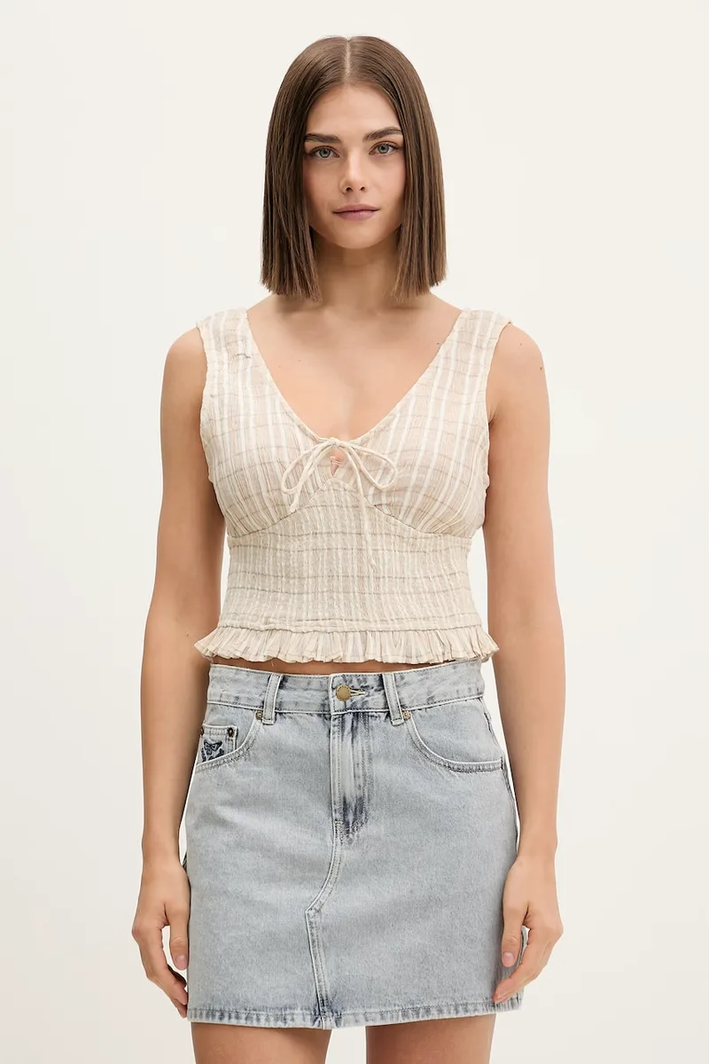 Rip Curl μπλούζα με τιράντες γυναικεία βαμβακερή PARADISE CHECK TOP