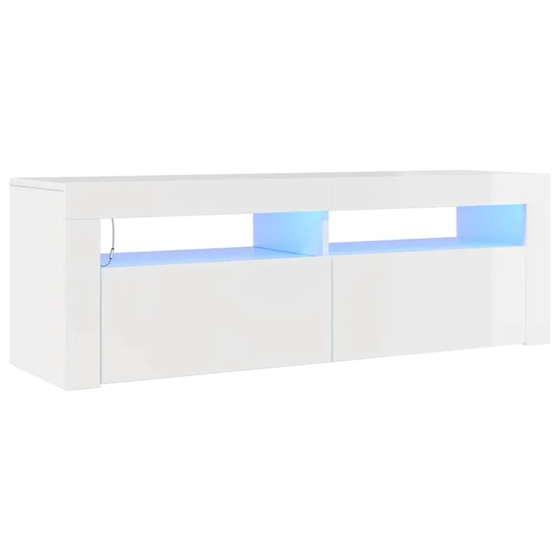 vidaXL Έπιπλο Τηλεόρασης με LED Γυαλιστερό Λευκό 120 x 35 x 40 εκ.