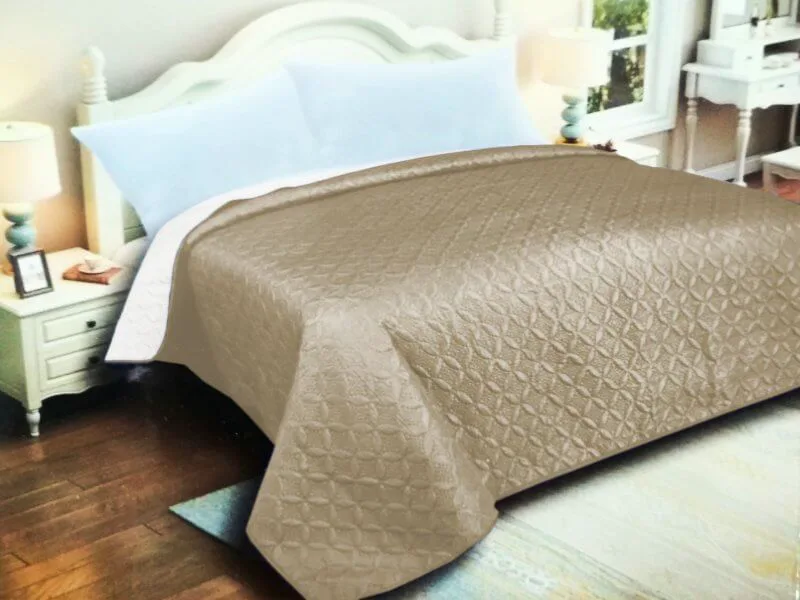 Κουβερλί Υπέρδιπλο Microfiber Διπλής Όψης Ρόμβος Γαρύφαλλο 220x240 - Ανοικτό Γκρι