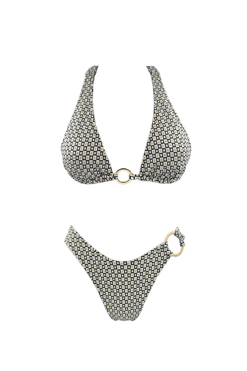 Emma Swimwear σετ γυναικείο μαγιό μπικίνι "Riviera Ring Triangle" - EMMA 917 Εκρού