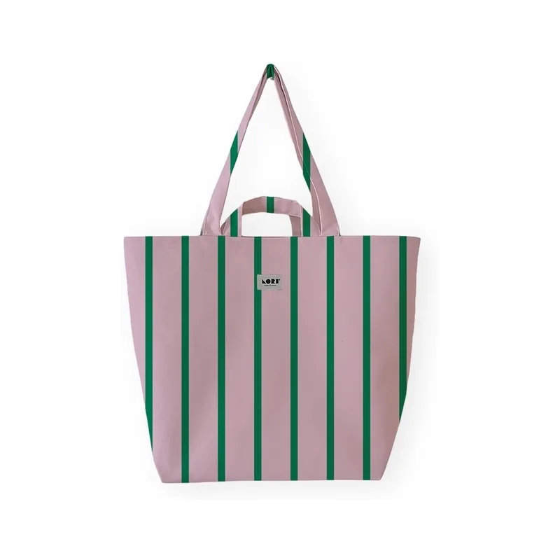 Shopping bag Lori Barcelona Fine Stripe - Green/Pink