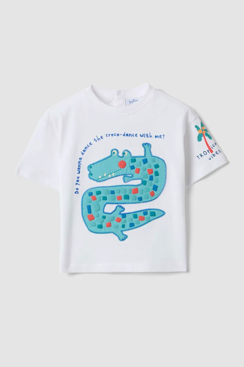 OVS βρεφικό T-shirt με print Regular Fit - 002686559 Λευκό