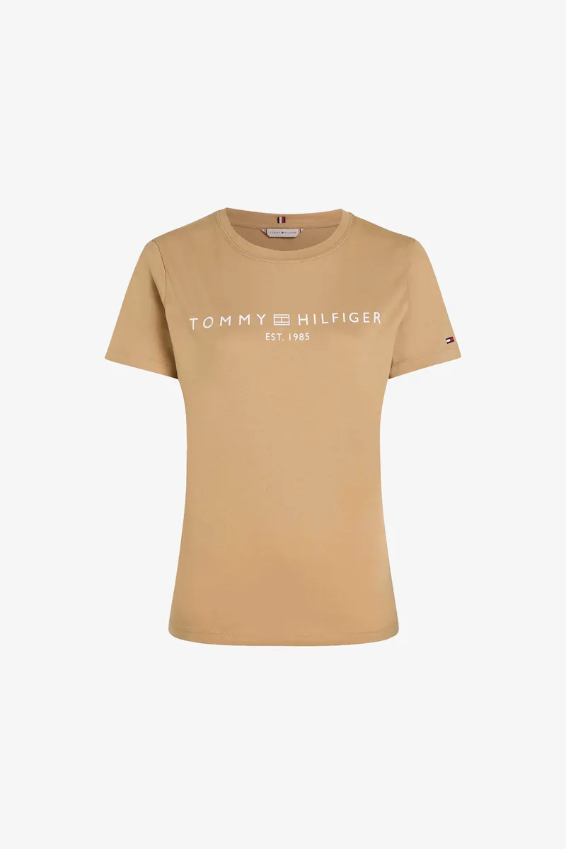 Tommy Hilfiger γυναικείο T-shirt με logo print Regular Fit - WW0WW40276 Μπεζ