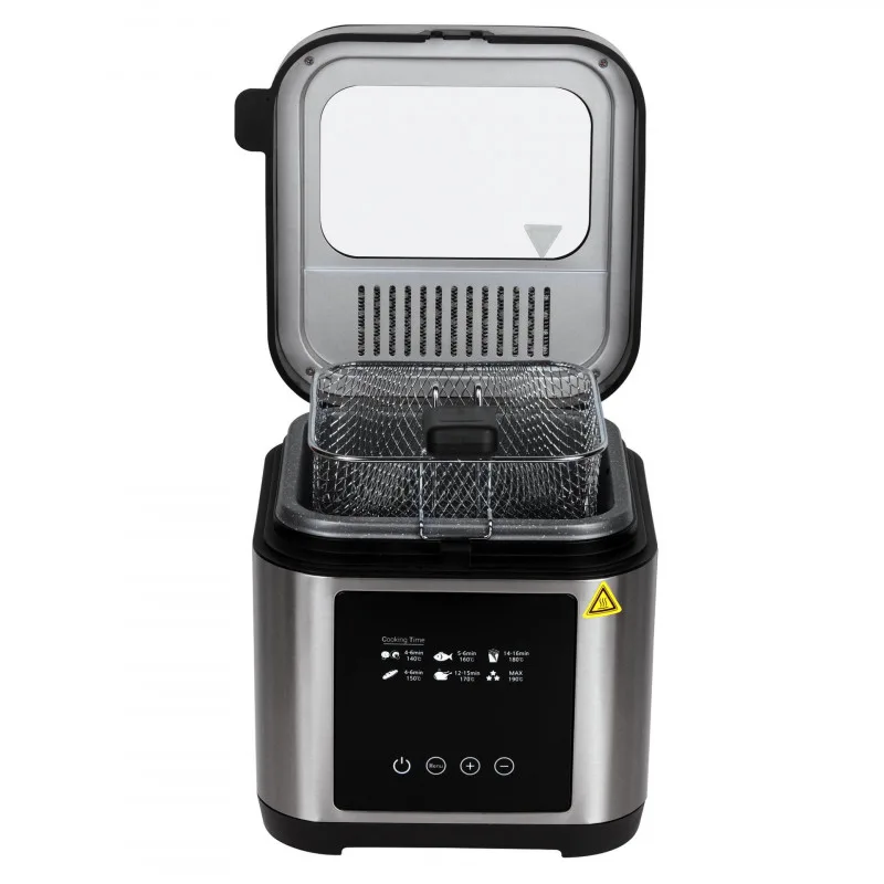 Φριτέζα Elite EDF-1103, 1200W, 2.5 l, 150-190C, 6 προγράμματα, Καπάκι με παράθυρο και φίλτρο, πλακέτα PCB, Μαύρο/inox