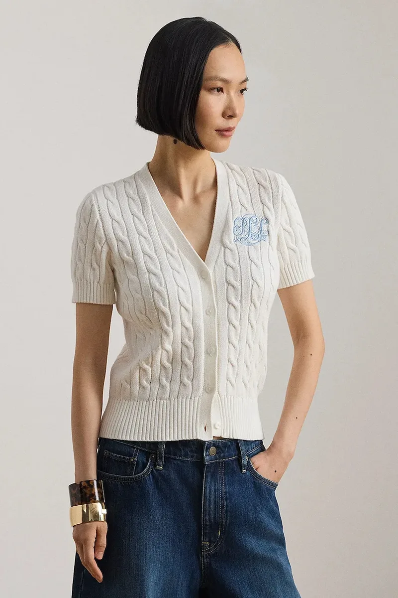 Lauren Ralph Lauren πουλόβερ με κουμπιά γυναικείο βαμβακερό