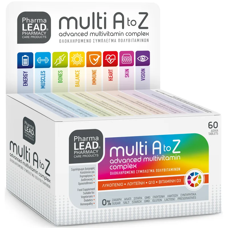 Pharmalead Multi A to Z Ολοκληρωμένο Σύμπλεγμα Πολυβιταμινών για τη Σωστή Λειτουργία του Οργανισμού 60tabs