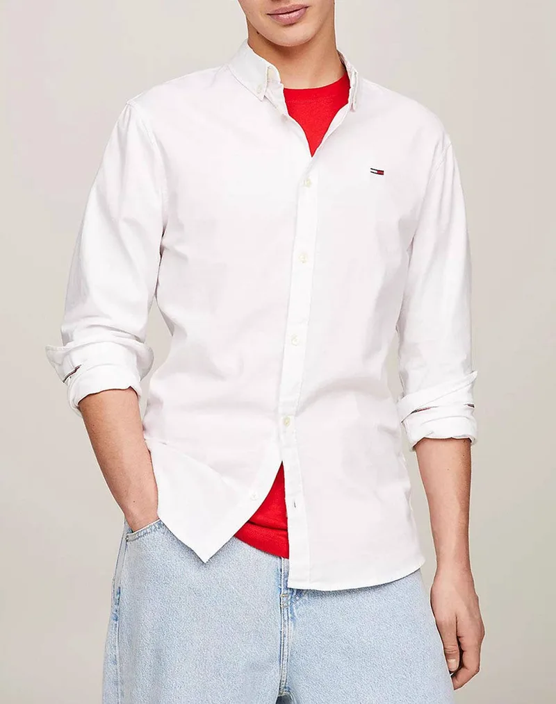 TOMMY JEANS TJM SLIM STRETCH OXFORD SHIRT DM0DM09594-YBR White