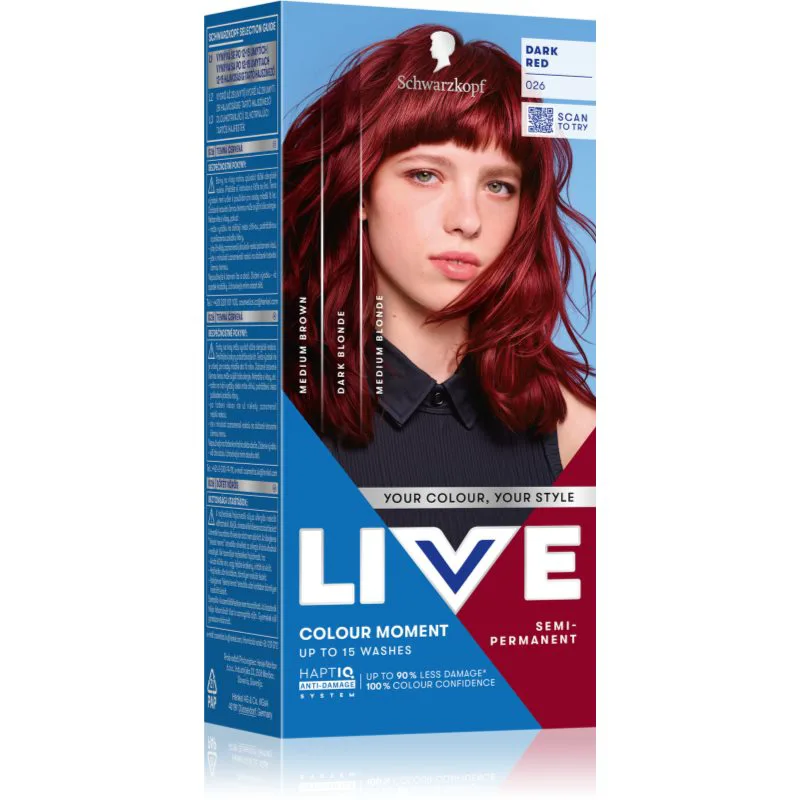 Schwarzkopf LIVE Ultra Brights or Pastel προσωρινή βαφή μαλλιών απόχρωση 026 Dark Red 1 τμχ