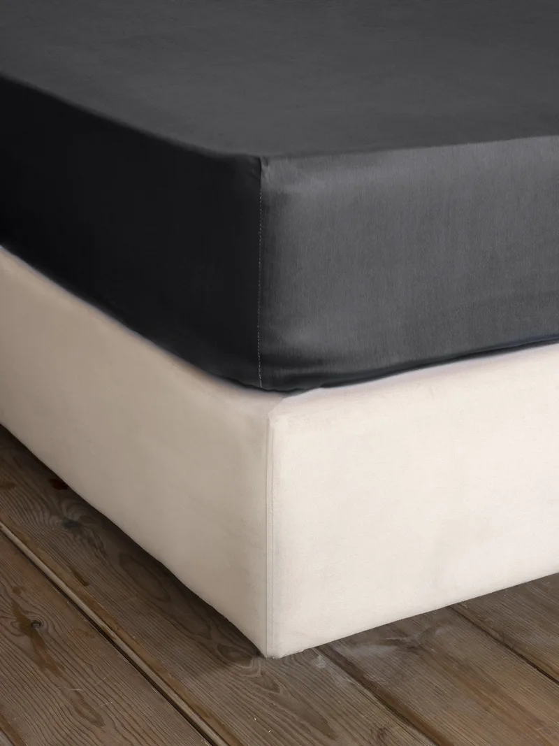 Σεντόνι Υπέρδιπλο με Λάστιχο Nima Superior Satin Black 165x205+35