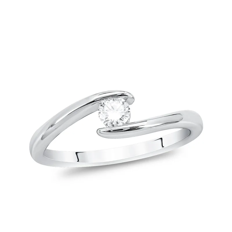 Diamond Group Μονόπετρο Δαχτυλίδι με Διαμάντι Brilliant από Λευκό Χρυσό 18 Καρατίων DDX448