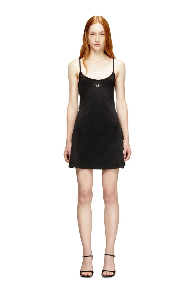 Diesel γυναικείο mini φόρεμα αμάνικο με λογότυπο Regular Fit "D-Newhop-Od" - S26A199180AHQH Μαύρο