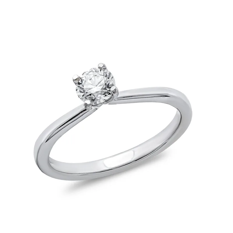 Diamond Group Μονόπετρο Δαχτυλίδι με Διαμάντι Brilliant από Λευκό Χρυσό 18 Καρατίων DDX517