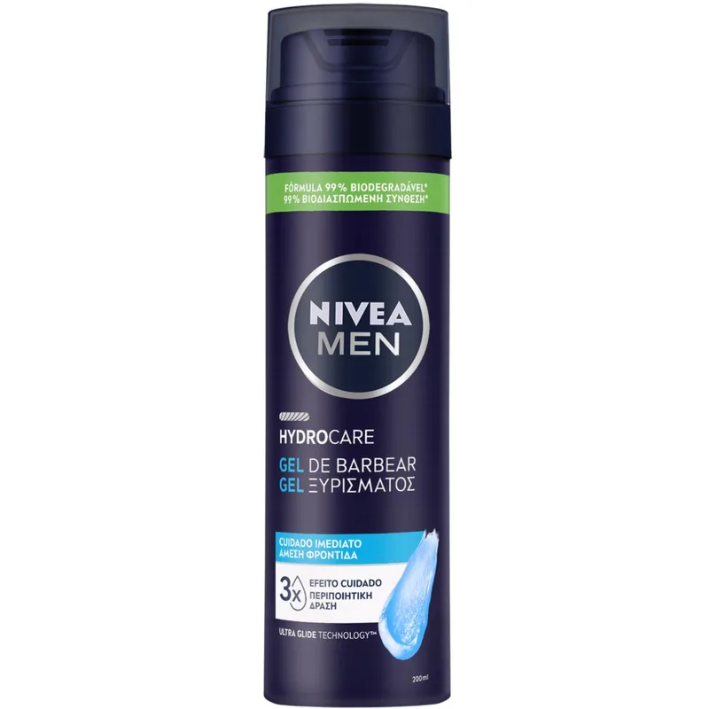 Nivea Men Hydrocare Shaving Gel Ξυρίσματος με Τριπλή Περιποιητική Δράση Εμπλουτισμένο με Aloe Vera & Προβιταμίνη B5 για Επιπλέον Προστασία της Επιδερμίδας 200ml