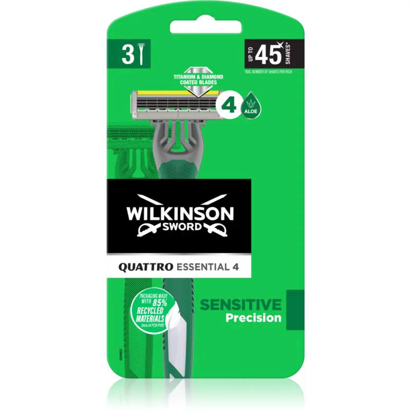 Wilkinson Sword Quattro Essential 4 Sensitive Precision μιας χρήσεως ξυραφάκια 3 τμχ