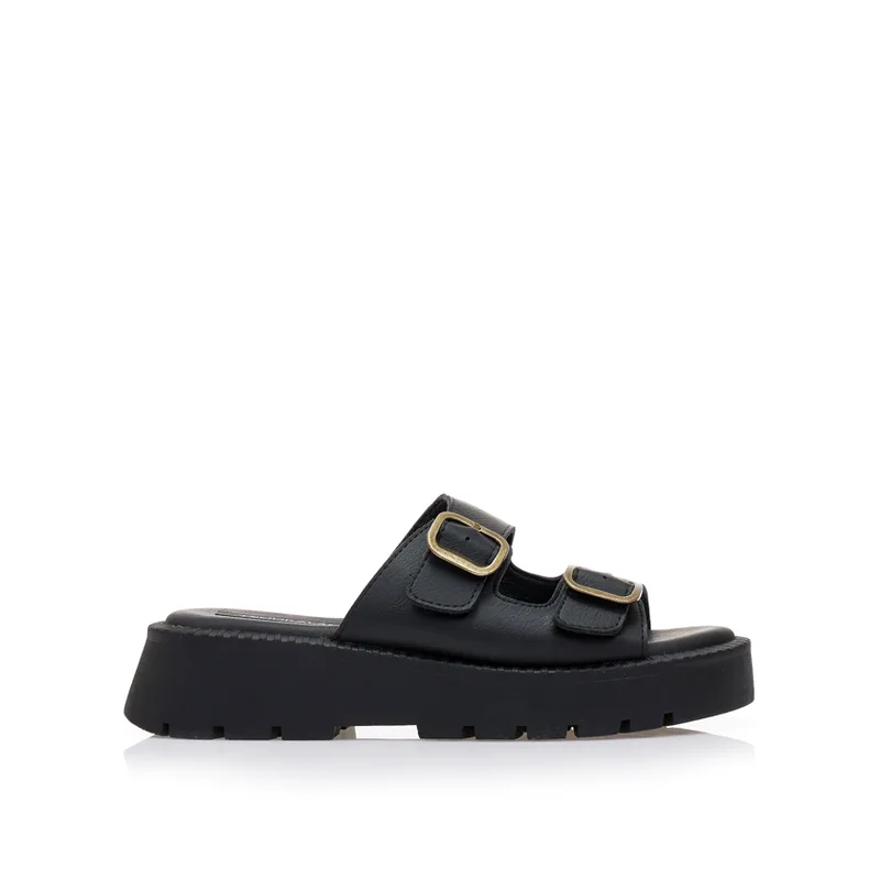 Flatforms μαύρα δερματίνη με ρυθμιζόμενη φάσα ΜΑΥΡΟ
