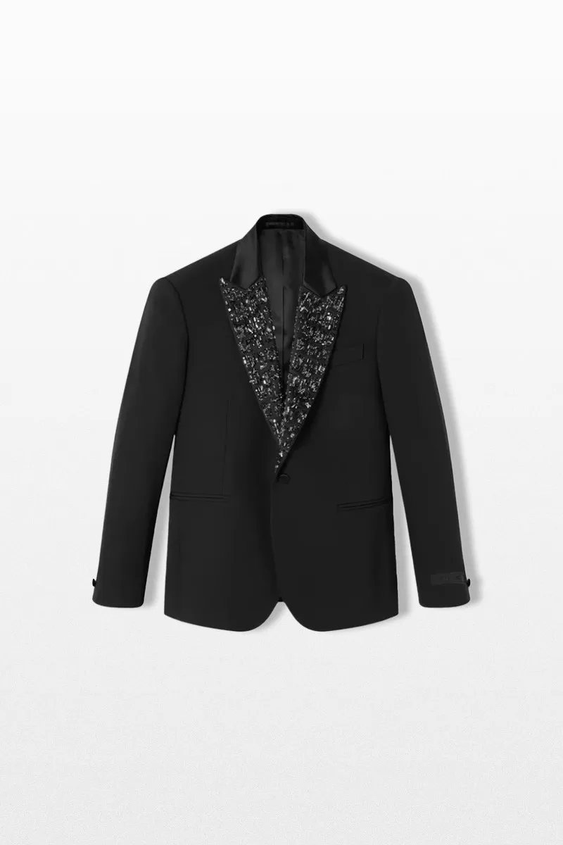 VERSACE Ανδρικό Μαύρο Crystal Single-Breasted Blazer