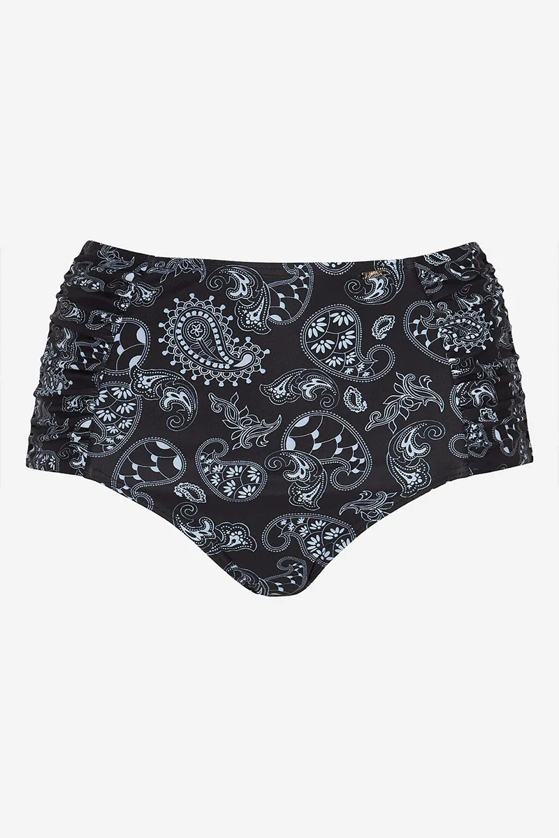 Bikini-slip με σούρα και λαχούρ σε μαύρο/άσπρο χρώμα
