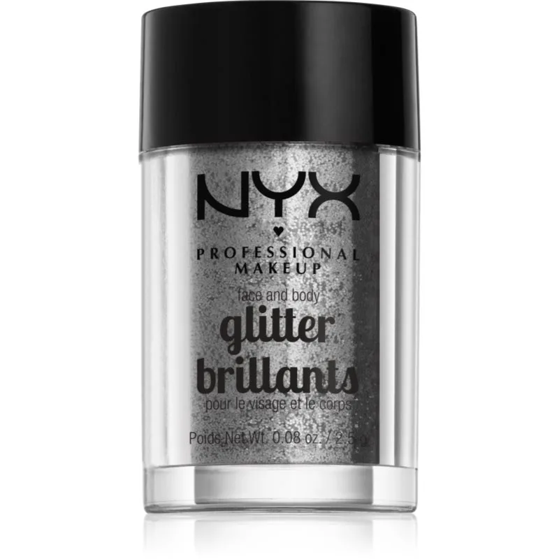 NYX Professional Makeup Face & Body Glitter Brillants Γκλίτερ για το σώμα και το πρόσωπο απόχρωση 10 Silver 2.5 γρ