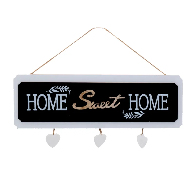 Ξύλινο Κρεμαστό Διακοσμητικό "Home Sweet Home" σε 2 Χρώματα 34.5x11cm Μαύρο