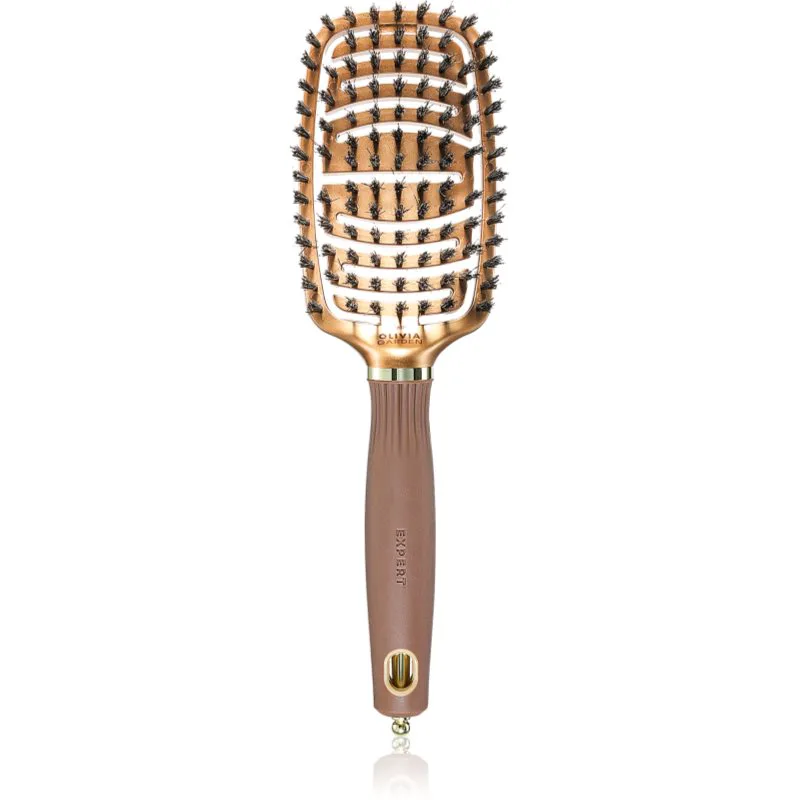 Olivia Garden Expert Flex επίπεδη βούρτσα με τρίχες αγριογούρουνου Gold&Brown 1 τμχ