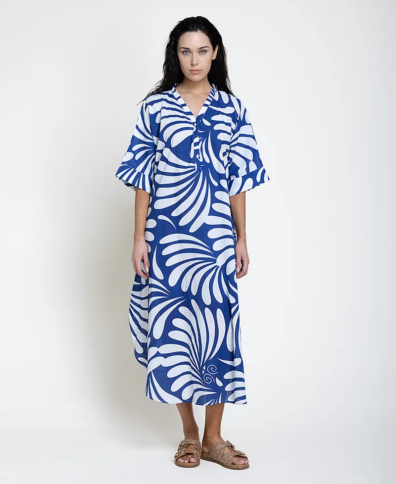 Mina Roo Γυναικείο Βαμβακερό Φόρεμα Tunic Με Tropical Μοτίβο