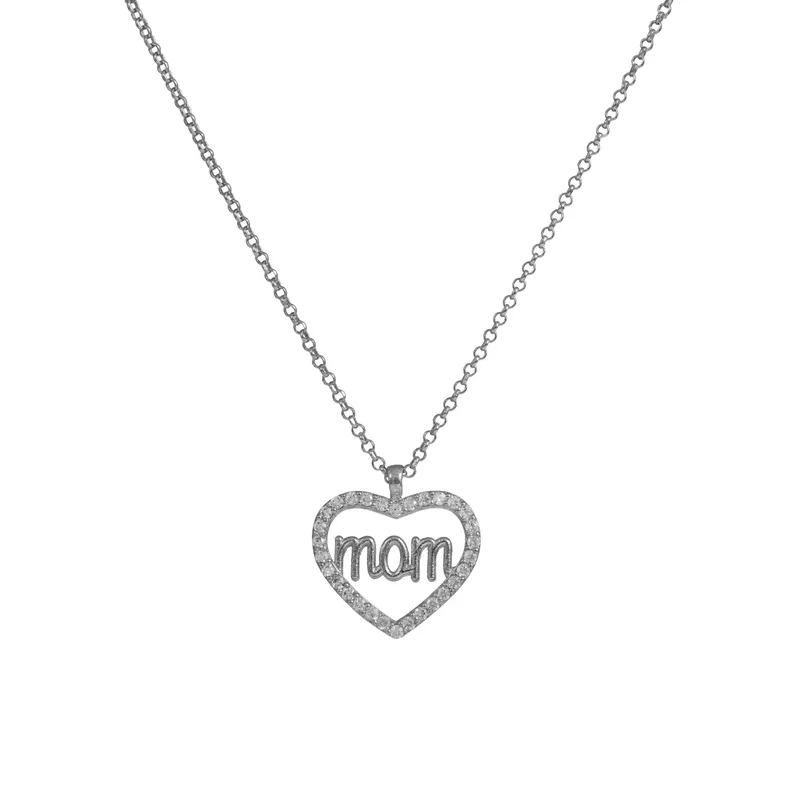 Ασημένιο κολιέ MOM 925 με πετράτη καρδούλα 051412 051412 Ασήμι