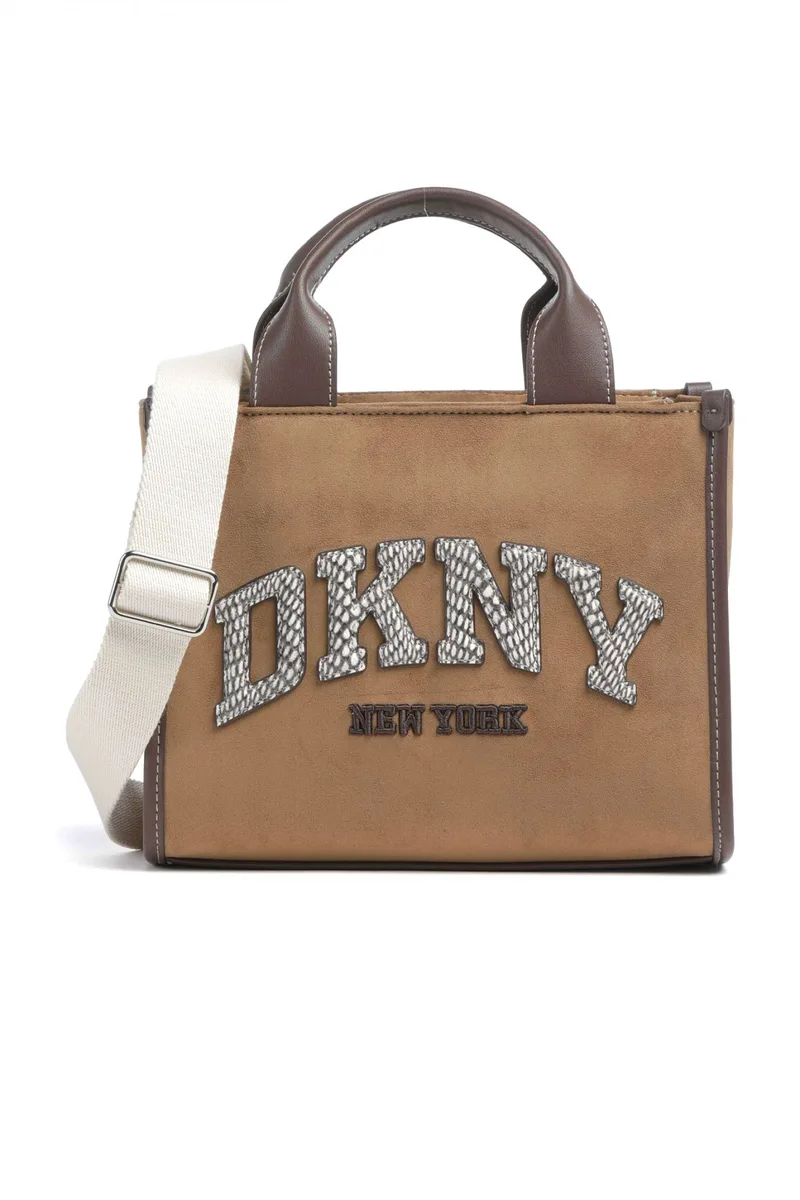 DKNY ΤΣΑΝΤΑ ΧΕΙΡΟΣ/CROSSBODY HANDLEE SM TOTE LOGO ΚΑΦΕ-ΕΚΡΟΥ