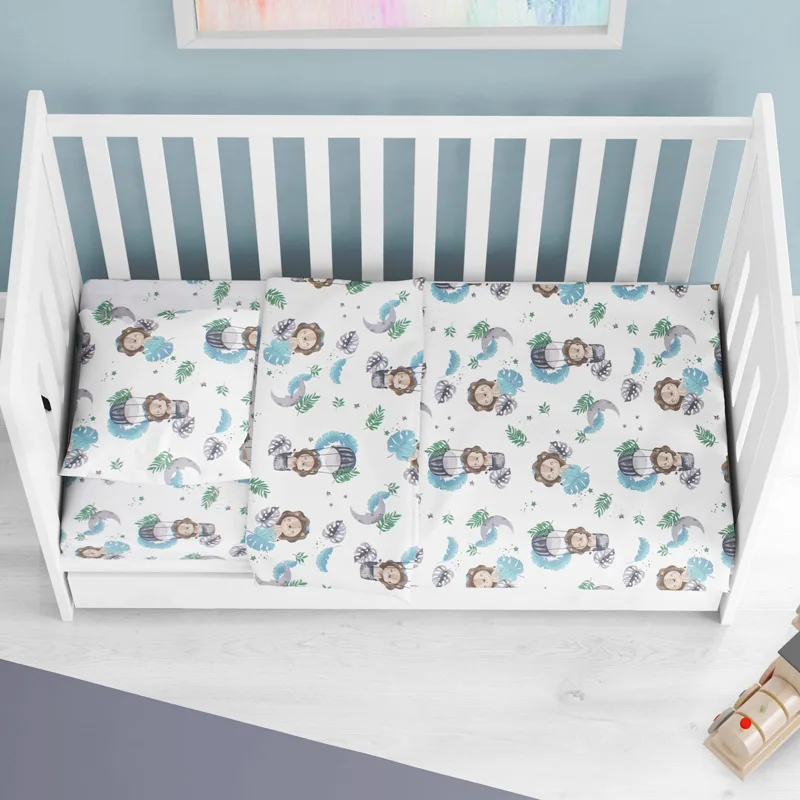 Σεντόνια Κούνιας Σετ Dimcol Lion 533 Sky Blue 120x160