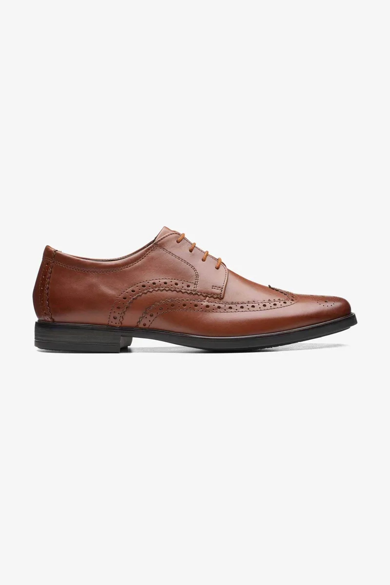 Clarks ανδρικά δερμάτινα παπούτσια oxford "Howard Wing" - 26161254 Ταμπά