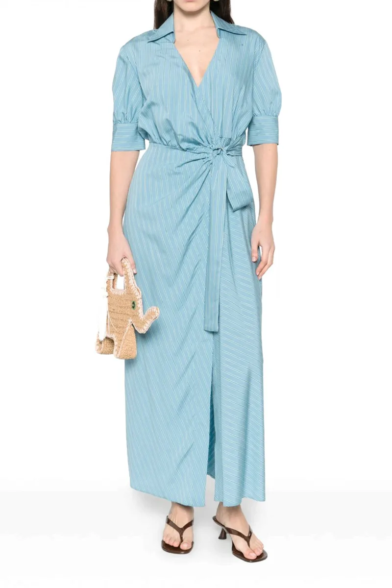 PINKO ΚΡΟΥΑΖΕ ΦΟΡΕΜΑ ALEXANDRA DRESS ΡΙΓΕ ΓΑΛΑΖΙΟ-ΠΡΑΣΙΝΟ