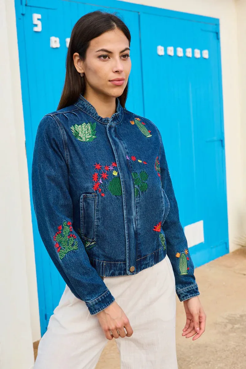 Luna Llena Γυναικείο Μπουφάν Denim Regular Fit Βαμβακερό Μπλε