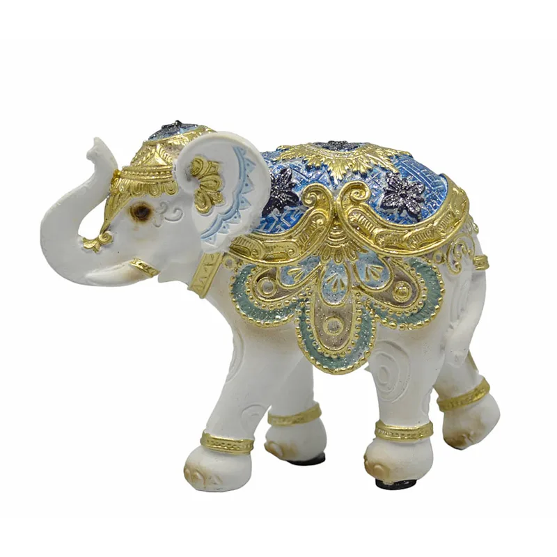 Ελεφαντάκι Λευκό/Χρυσό/Μπλε Polyester 11.5x4.5x9cm ANKOR