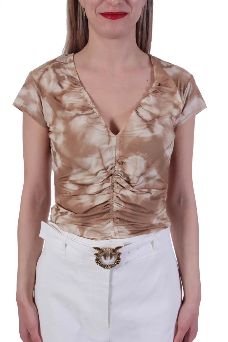 PINKO TOP MILANO MAGLIA V-NECK ΣΟΥΡΑ ΜΠΕΖ