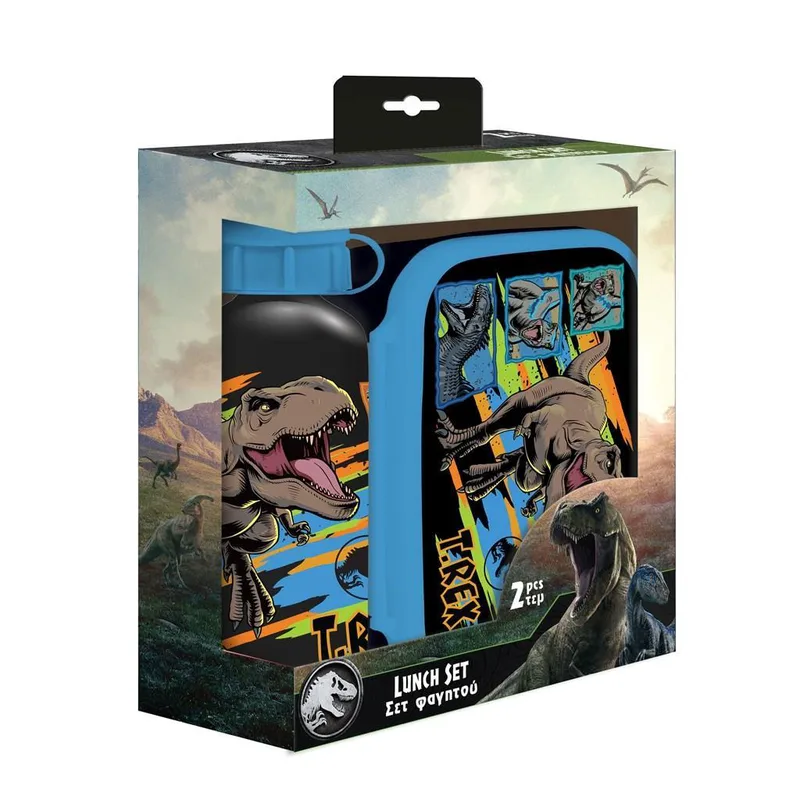 Σετ Φαγητού Jurassic World Φαγητοδοχείο 800ml-Παγούρι Αλουμινίου 500ml